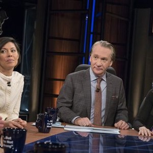 Real Time with Bill Maher, Alex Wagner (L), Bill Maher (C), Gloria Steinem (R), 02/21/2003, ©HBOMR