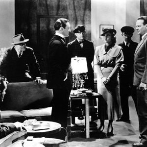 BELOW THE DEADLINE, standing left: Theodore Von Eltz, standing center: Cecilia Parker, standing far right: Russell Hopton, 1936