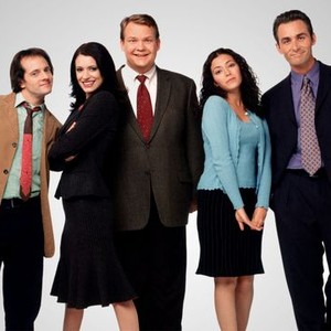Jonathan Slavin, Paget Brewster, Andy Richter, Irene Molloy and James Patrick Stuart (from left)