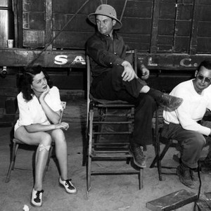 THE IMPOSTER, Ellen Drew, director Julien Duvivier, assistant director Phil Karlson on set, 1944