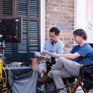 OUR BRAND IS CRISIS, from left: producer Grant Heslov, director David Gordon Green, on set, 2015. ph: Patti Perret/© Warner Bros.
