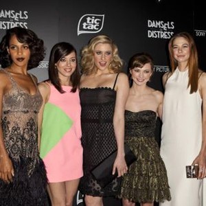 Megalyn Echikunwokewoke, Aubrey Plaza, Greta Gerwig, Carrie MacLemore, Analeigh Tipton at arrivals for DAMSELS IN DISTRESS Premiere, The Egyptian Theatre, Los Angeles, CA March 21, 2012. Photo By: Emiley Schweich/Everett Collection