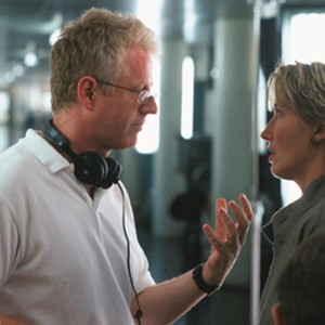 Screenwriter/Director RICHARD CURTIS with EMMA THOMPSON on the set of his romantic comedy Love Actually. photo 18