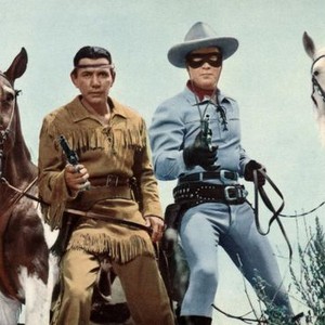 THE LONE RANGER, from left: Jay Silverheels, Clayton Moore, 1956