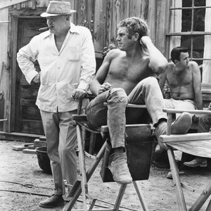 NEVADA SMITH, from left: director Henry Hathaway, Steve McQueen on set, 1966
