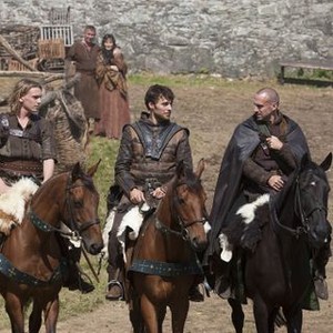 Camelot, Jamie Campbell Bower (L), Peter Mooney (C), Joseph Fiennes (R), 'Homecoming', Season 1, Ep. #1, 02/25/2011, ©STARZPR
