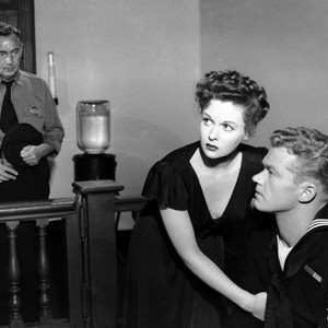 DEADLINE AT DAWN, from left: Paul Lukas, Susan Hayward, Bill Williams, 1946