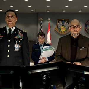 (L-R) Harry Lennix as General Swanwick, Christina Wren as Major Carrie Farris and Richard Schiff as Dr. Emil Hamilton in "Man of Steel." photo 9