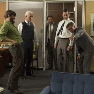 Mad Men, from left: Jay R Ferguson, John Slattery, Rick Zieff, Jon Hamm, Harry Hamlin, 'The Crash', Season 6, Ep. #8, 05/19/2013, ©AMC