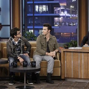 The Tonight Show With Jay Leno, from left: Nick Jonas, Joe Jonas, Kevin Jonas, Jay Leno, 'Season', ©NBC