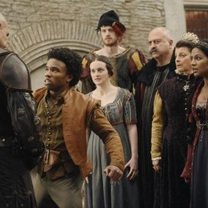Galavant, from left: Luke Youngblood, Sophie McShera, Stanley Townsend, Genevieve Allenbury, Karen David, 'It's All in the Executions', Season 1, Ep. #8, 01/25/2015, ©ABC