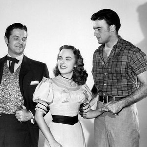 THE BAREFOOT MAILMAN, from left: Robert Cummings, Terry Moor e, Jerome Courtland, 1951