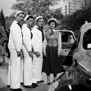 ON THE TOWN, from left: Jules Munshin, Frank Sinatra, Gene Kelly, Betty Garrett, 1949
