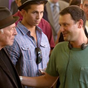 DANNY COLLINS, from left: Christopher Plummer, director Dan Fogelman, on set, 2015. ph: Hopper Stone/©Bleecker Street