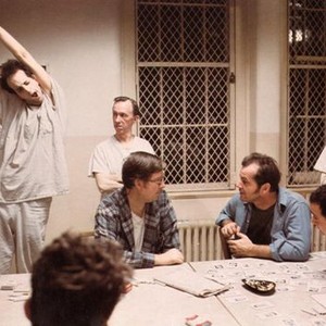 ONE FLEW OVER THE CUCKOO'S NEST, Vincent Schiavelli, William Duell, William Redfield, Jack Nicholson, Danny DeVito 1975.