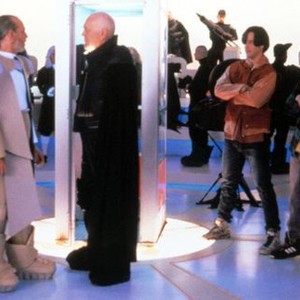 BILL AND TED'S BOGUS JOURNEY, George Carlin (l.), Keanu Reeves, Alex Winter, 1991, (c)Orion Pictures Corporation