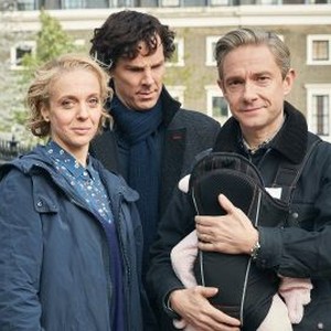 Amanda Abbington, Benedict Cumberbatch and Martin Freeman (from left)