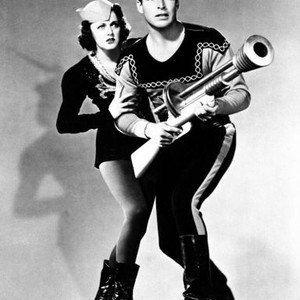 FLASH GORDON CONQUERS THE UNIVERSE, from left: Carol Hughes, Buster Crabbe, 1940