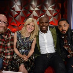 World's Funniest Fails, from left: Brian Posehn, Arden Myrin, Terry Crews, Tone Bell, 'All Creatures Great and Uncoordinated', Season 1, Ep. #9, 03/13/2015, ©FOX