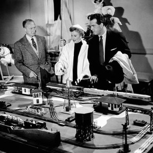 THERE'S ALWAYS TOMORROW, from left: director Douglas Sirk, Barbara Stanwyck, Fred MacMurray on set, 1956