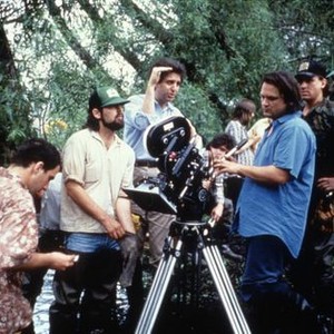 THIN BLUE LINE, director Errol Morris (3rd from left) on set, 1988, (c)Miramax Films