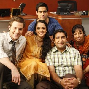 Outsourced, from left: Ben Rappaport, Anisha Nagarajan, Sacha Dhawan, Parvesh Cheena, 'Jolly Vindaloo Day', Season 1, Ep. #4, 10/14/2010, ©NBC