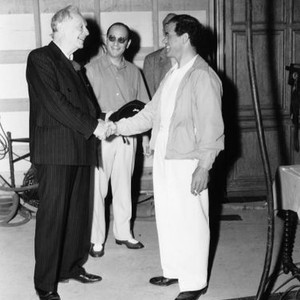 MEET JOHN DOE, from left, visiting actor Harry Davenport, screenwriter Robert Riskin, director Frank Capra, on-set, 1941