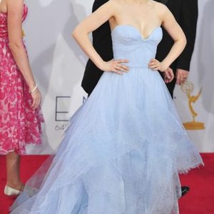 Zooey Deschanel (wearing a Reem Acra gown) at arrivals for The 64th Primetime Emmy Awards - ARRIVALS, Nokia Theatre at L.A. LIVE, Los Angeles, CA September 23, 2012. Photo By: Gregorio Binuya/Everett Collection