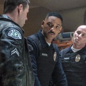 BRIGHT, L-R: IKE BARINHOLTZ, WILL SMITH, MATT GERALD, 2017. PH: SCOTT GARFIELD/©NETFLIX