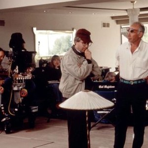MAN TROUBLE, director Bob Rafelson (r.) on set, 1992, TM and Copyright (c)20th Century Fox Film Corp. All rights reserved.