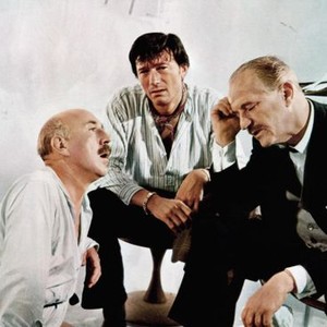 THE SPY WITH A COLD NOSE, from left, Lionel Jeffries, Laurence Harvey, Eric Portman, 1966