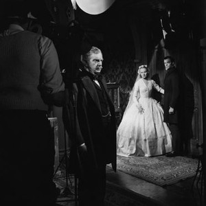 MADELEINE, from left: Leslie Banks, Ann Todd, Ivan Desny on set, 1950