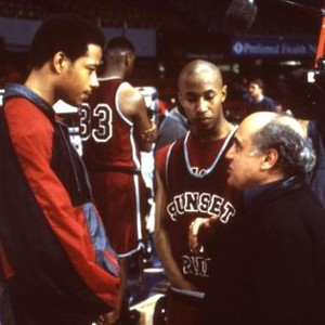 SUNSET PARK, Terrence DaShon Howard, Fredro Starr, executive producer Danny DeVito on set, 1996, (c)TriStar Pictures