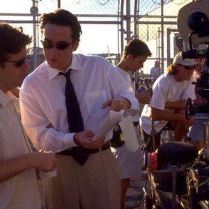 CON AIR, director Simon West, John Cusack, on set, 1997. ©Buena Vista Pictures