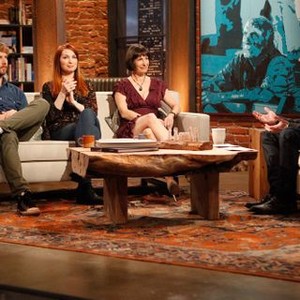 Talking Dead, from left: Jon Heder, Felicia Day, Gale Anne Hurd, Chris Hardwick, 'Episode 3', Season 1, Ep. #3, 10/30/2011, ©AMC