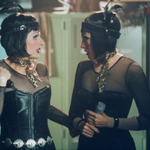 (L to R) Connie (NIA VARDALOS) and Carla (TONI COLLETTE) backstage before their debut "drag" performance in the new comedy, Connie and Carla. photo 11