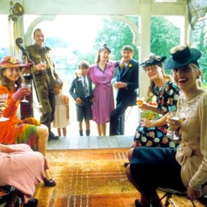 HOPE AND GLORY, seated left front to back: Katrine Boorman, Sarah Miles, seated right front to back: Amelda Brown, Jill Baker, standing rear from left: David Hayman, Geraldine Muir, Sebastian Rice-Edwards, Susan Wooldridge, Derrick O'Connor, 1987, © Columb
