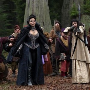 Once Upon a Time, from left: Lee Arenberg, Michael Coleman, Lana Parrilla, Jeff Kaiser, Ginnifer Goodwin, Miguelito Macario, 'Witch Hunt', Season 3, Ep. #14, 03/16/2014, ©ABC