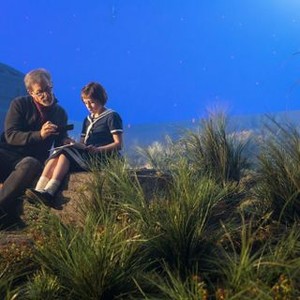 THE BFG, from left: director Steven Spielberg, Ruby Barnhill, on set, 2016. ph: Doane Gregory/© Walt Disney Studios Motion Pictures