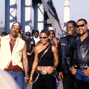 Members of the Black Knights, including (left to right) Soul Train (ORLANDO JONES), Half & Half (SALLI RICHARDSON-WHITFIELD), and their leader Smoke (LAURENCE FISHBURNE) revel in another victory. photo 1