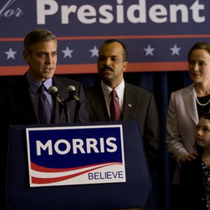 (L-R) George Clooney as Governer Mike Morris, Jeffrey Wright, Jennifer Ehle as Mrs. Morris and Talia Akiva as Beth Morris in "The Ides of March." photo 1