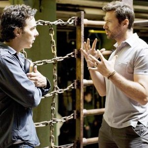REAL STEEL, from left: director Shawn Levy, Hugh Jackman, on set, 2011. ©DreamWorks