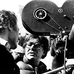 SUPERMAN, cinematographer Geoffrey Unsworth, director Richard Donner on set, 1978