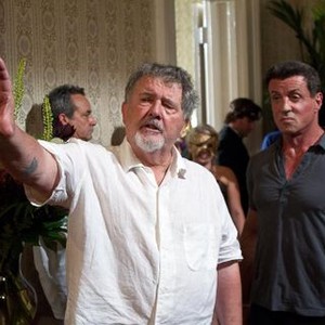 BULLET TO THE HEAD, from left: director Walter Hill, Sylvester Stallone, on set, 2013. ph: Frank Masi/©Warner Bros. Pictures