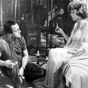WHERE LOVE HAS GONE, from left: director Edward Dmytryk, Susan Hayward, on set, 1964