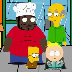 South Park, Isaac Hayes (L), Trey Parker (C), Matt Stone (R), 'The Simpsons Already Did It', Season 6, Ep. #7, 06/26/2002, ©CC