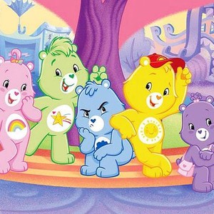 Cheer Bear, Oopsy, Grumpy, Funshine and Share Bear (from left)