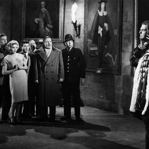 THE HEADLESS GHOST, David Rose, Liliane Sottane, Richard Lyon, Jack Allen, (in ascot), Patrick Connor (constable), 1959