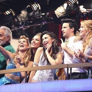 Dancing With the Stars, from left: Tommy Chong, Allison Holker, Lolo Jones, Janel Parrish, Mark Ballas, Lea Thompson, Artem Chigvinsev, 'Episode 1901', Season 19, Ep. #1, 09/15/2014, ©ABC