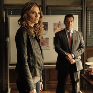 Castle, Stana Katic (L), Carlos Gomez (R), 'In the Belly of the Beast', Season 6, Ep. #17, 03/03/2014, ©ABC